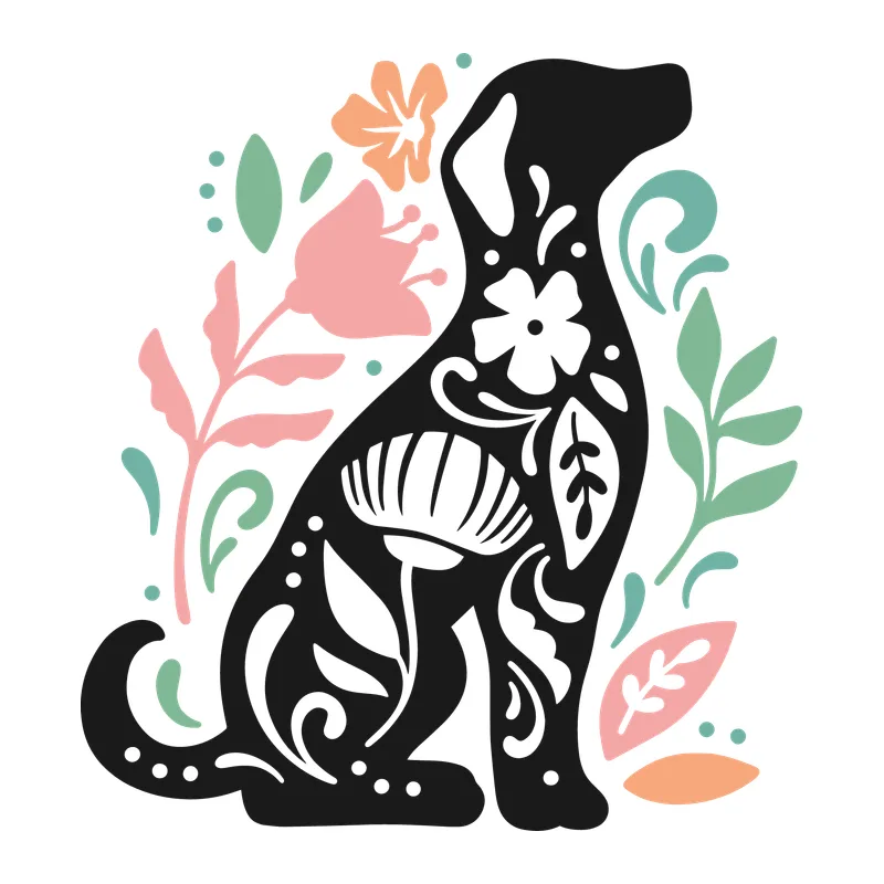 Floral Silhouette Dog