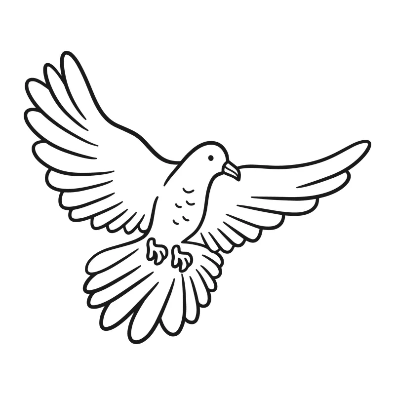 Flying Dove Line Art