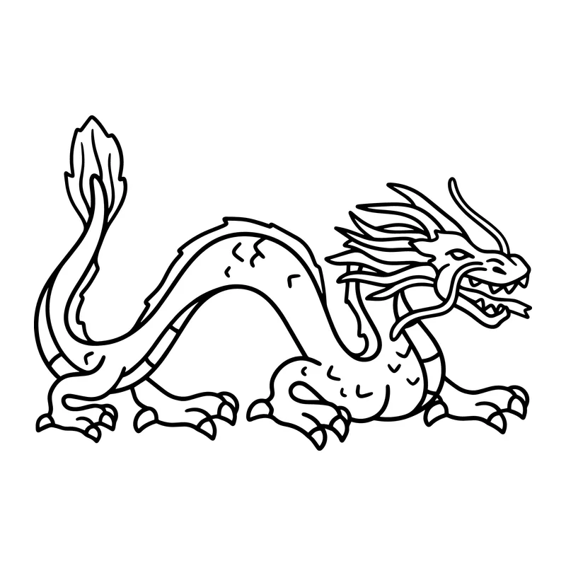 Chinese Dragon Line Art