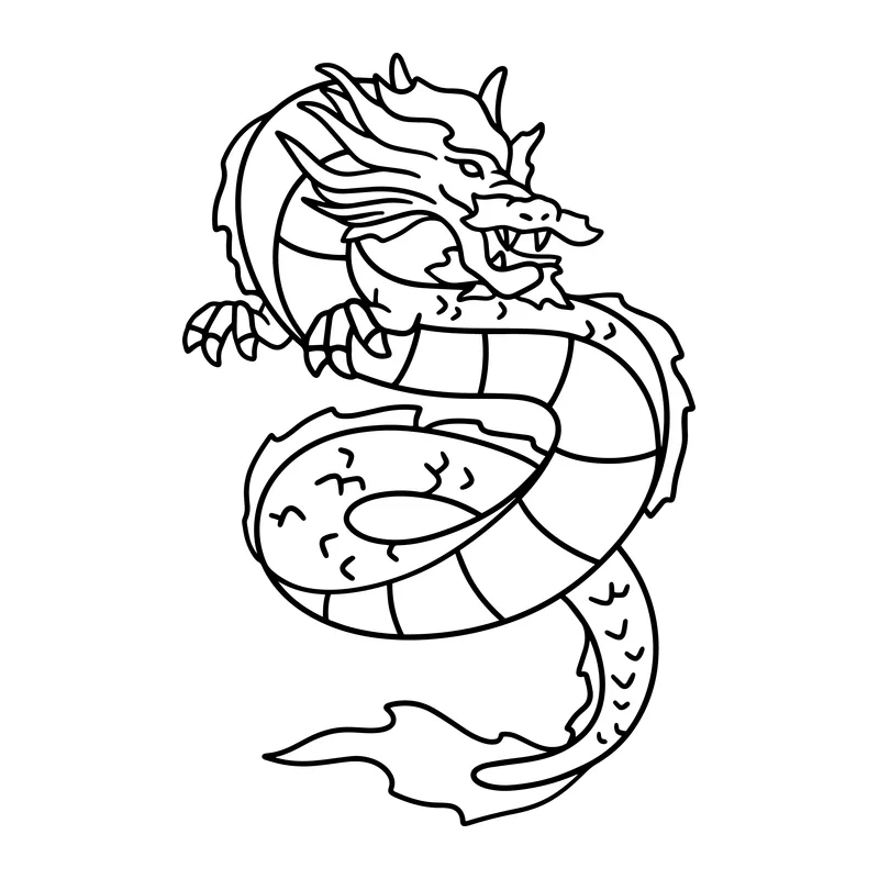 Coiled Eastern Dragon