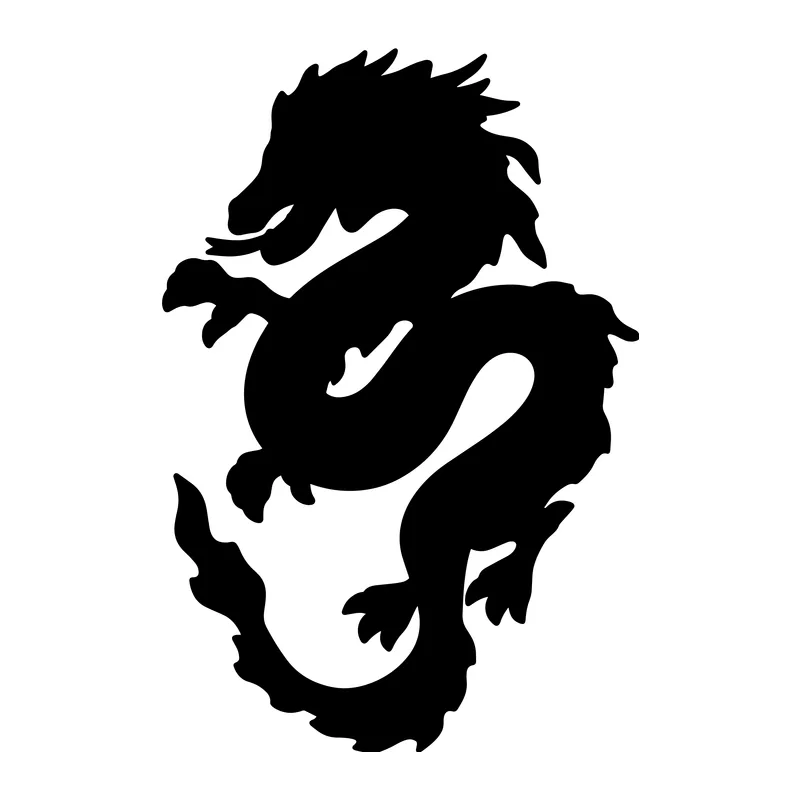 Coiled Eastern Dragon Silhouette