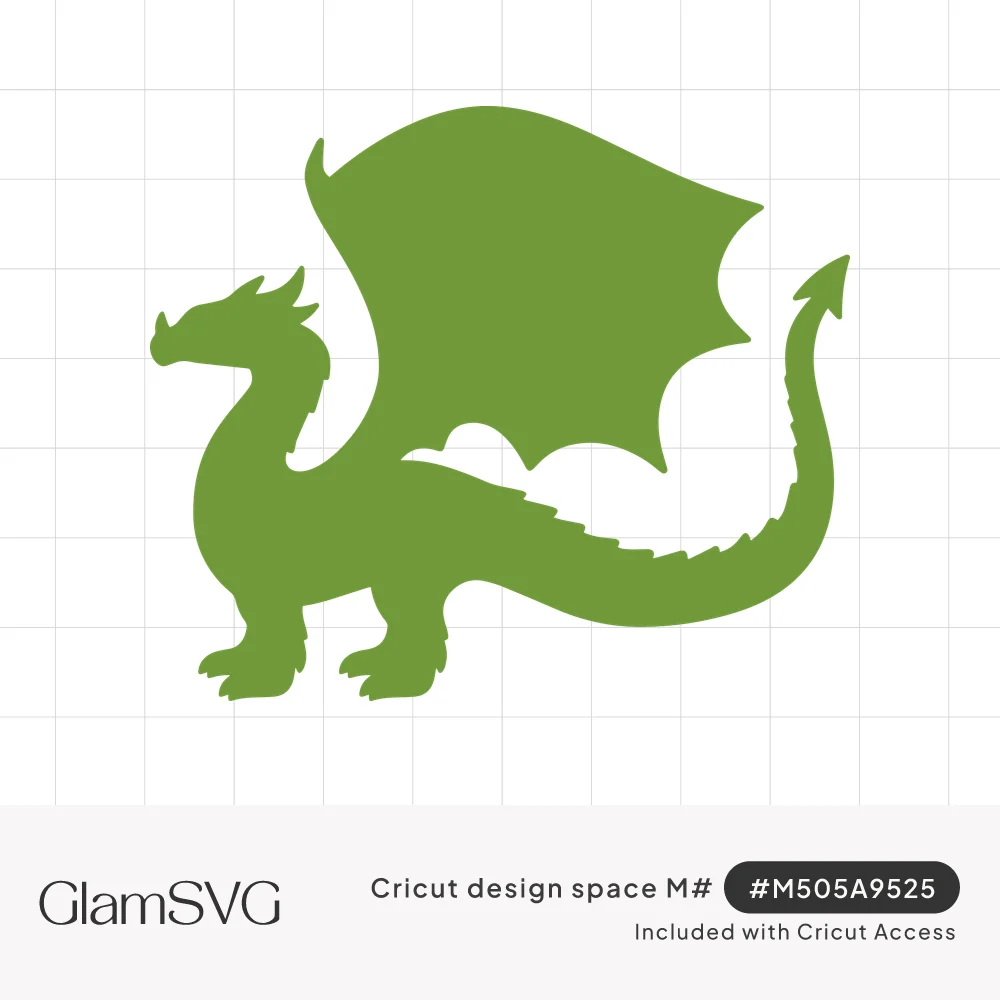 Green silhouette of a standing dragon with one large raised wing, horned head, spiky back ridges and an arrow-tipped tail