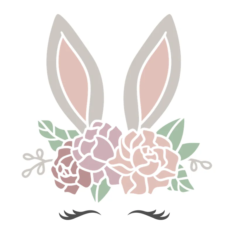 Floral Easter Bunny Face