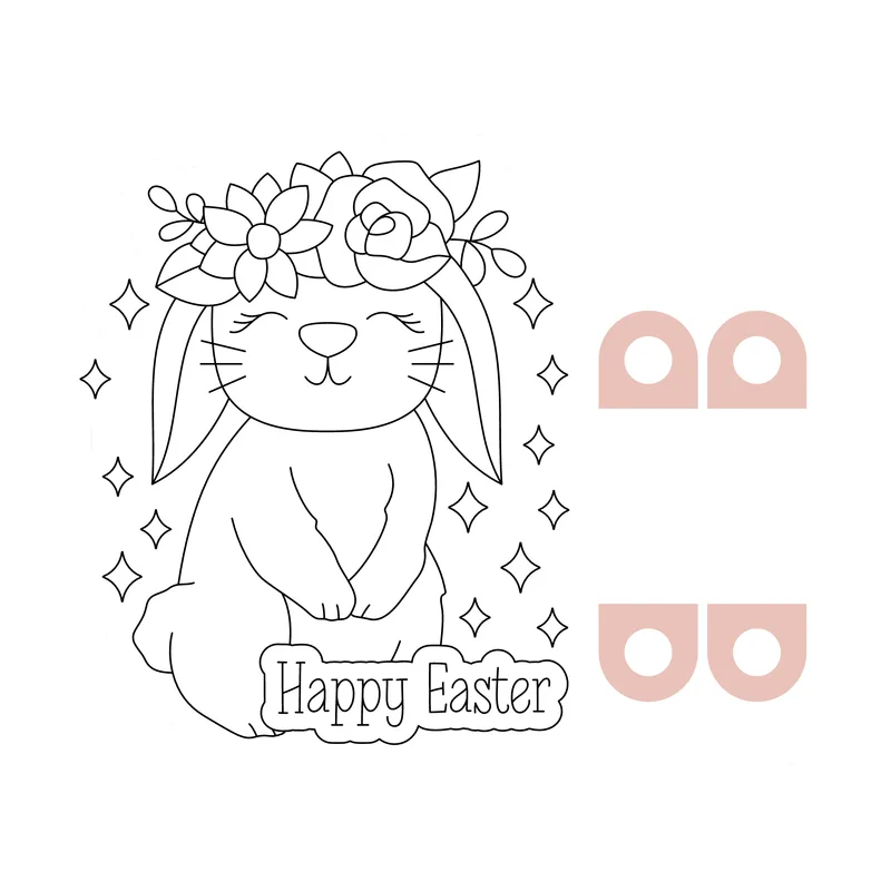 Easter Bunny Crayon Holder Coloring Card