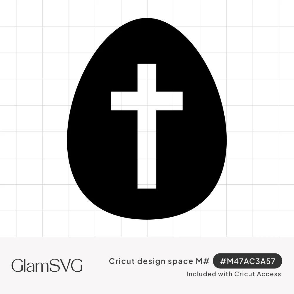 Solid black egg silhouette with a white Christian cross cut out in the center