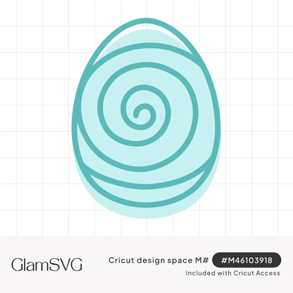 Teal outlined Easter egg with a spiral swirl line over a soft offset aqua fill
