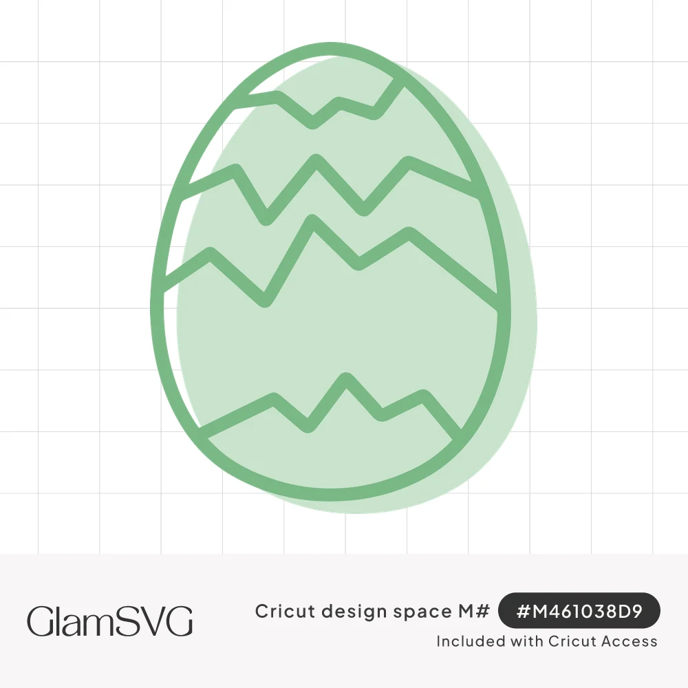 Green outlined Easter egg with three zigzag stripes and a pale green offset fill behind the lines