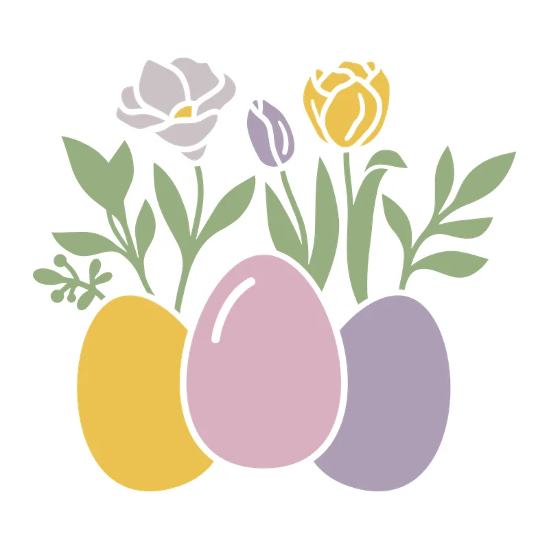 Easter Eggs and Spring Flowers