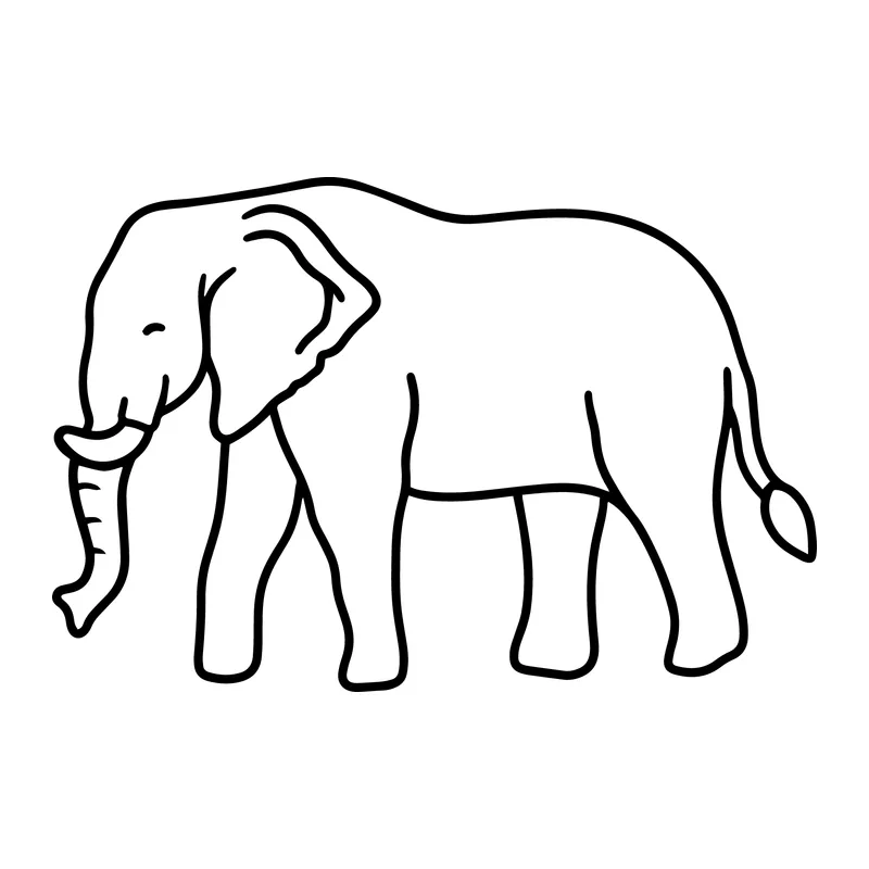 Walking Elephant Outline