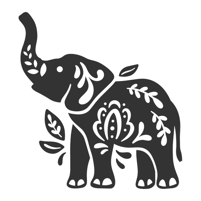 Folk Floral Elephant