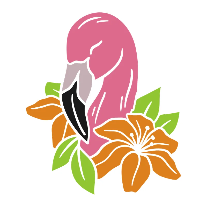 Flamingo Face in Tropical Flowers