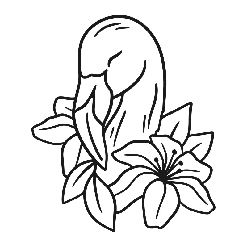 Flamingo Face in Flowers