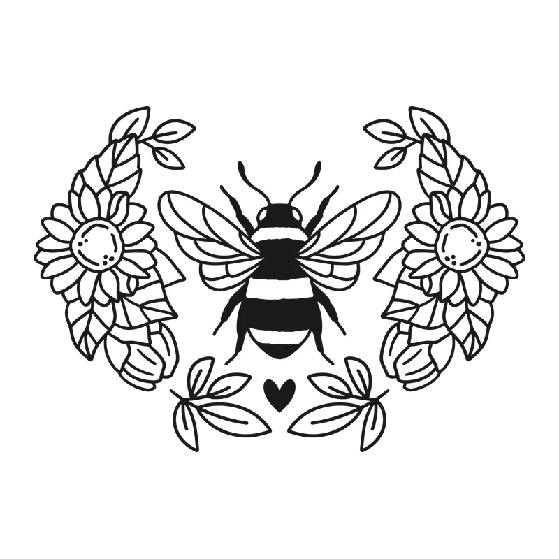 Farmhouse Bee and Sunflowers
