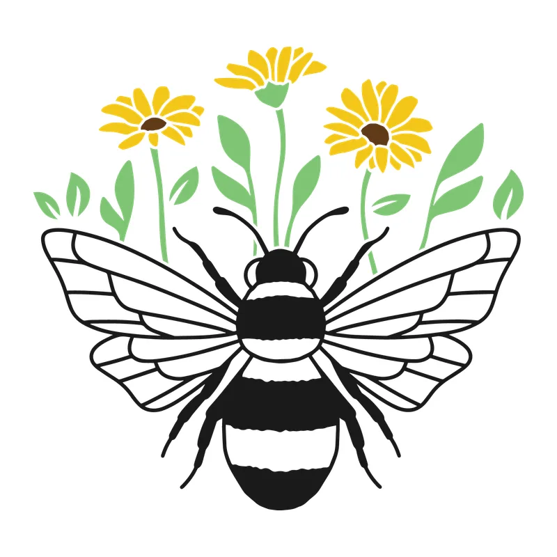 Bumblebee With Yellow Daisies