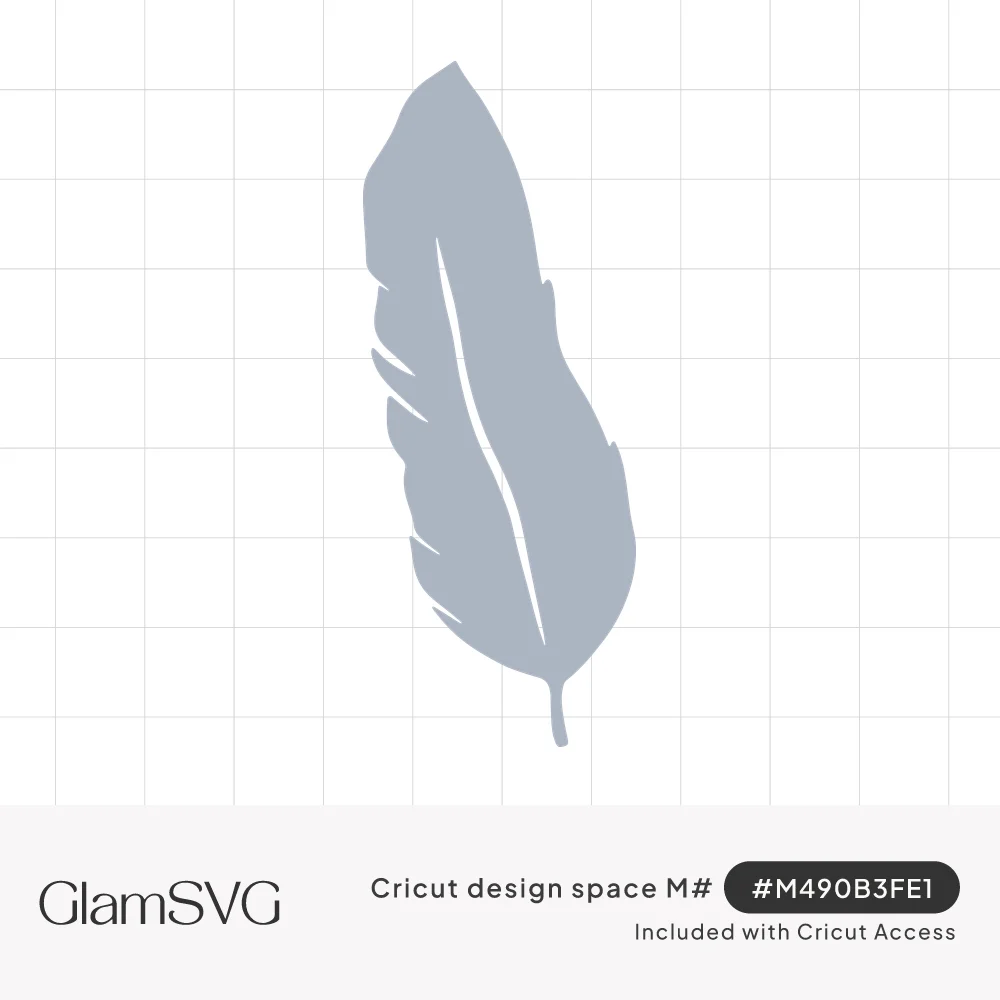 Silhouette of a single soft gray feather with a thin quill line down the center and small notches along one edge