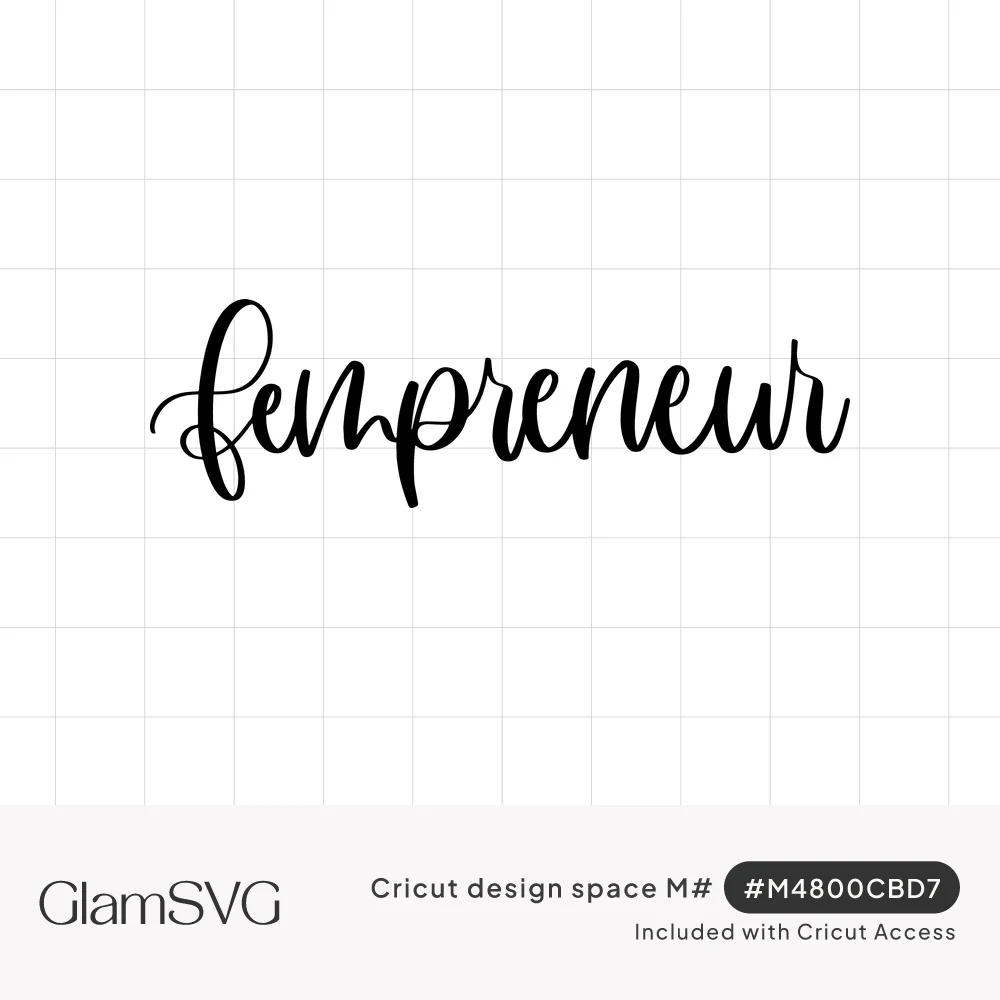 The word fempreneur in flowing black brush script lettering with a looping swash on the letter f