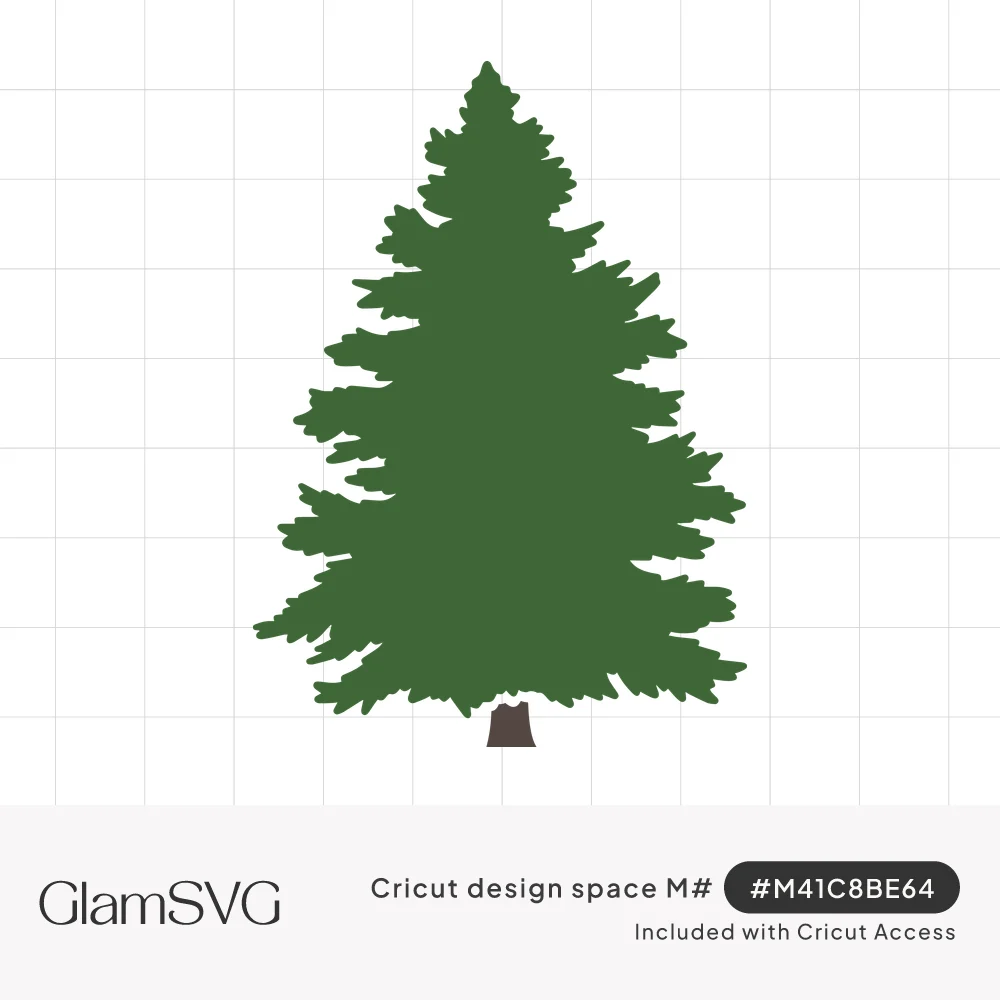 Dark green evergreen fir tree silhouette with jagged layered branches and a small brown trunk