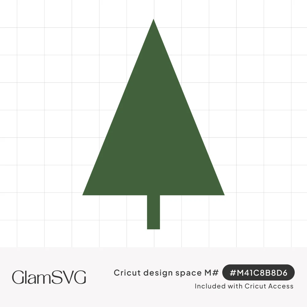Simple dark green fir tree shaped as a solid triangle on a thin straight trunk, on a white background