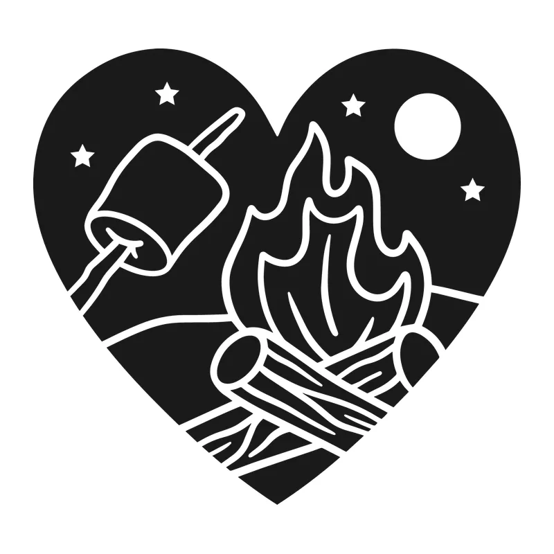 Campfire and Marshmallow Heart