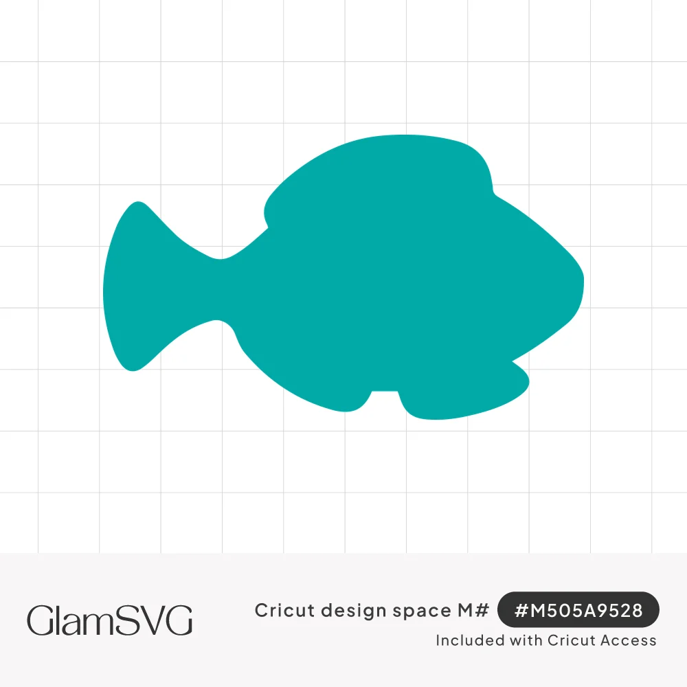 Solid teal fish silhouette facing right with a forked tail, dorsal fin and small belly fins