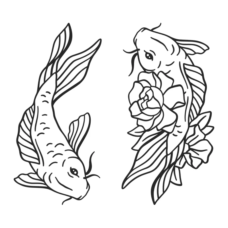 Koi Fish Pair with Peony