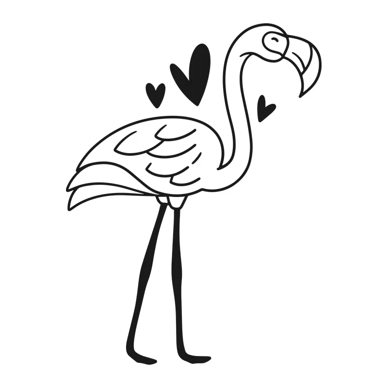 Flamingo With Hearts