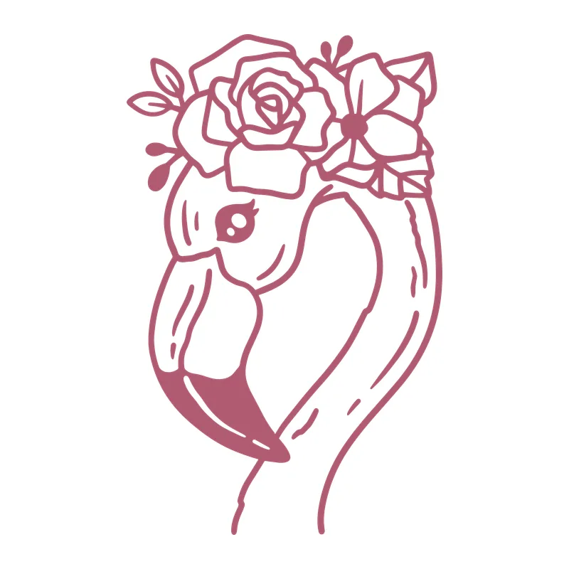 Flamingo with Flower Crown