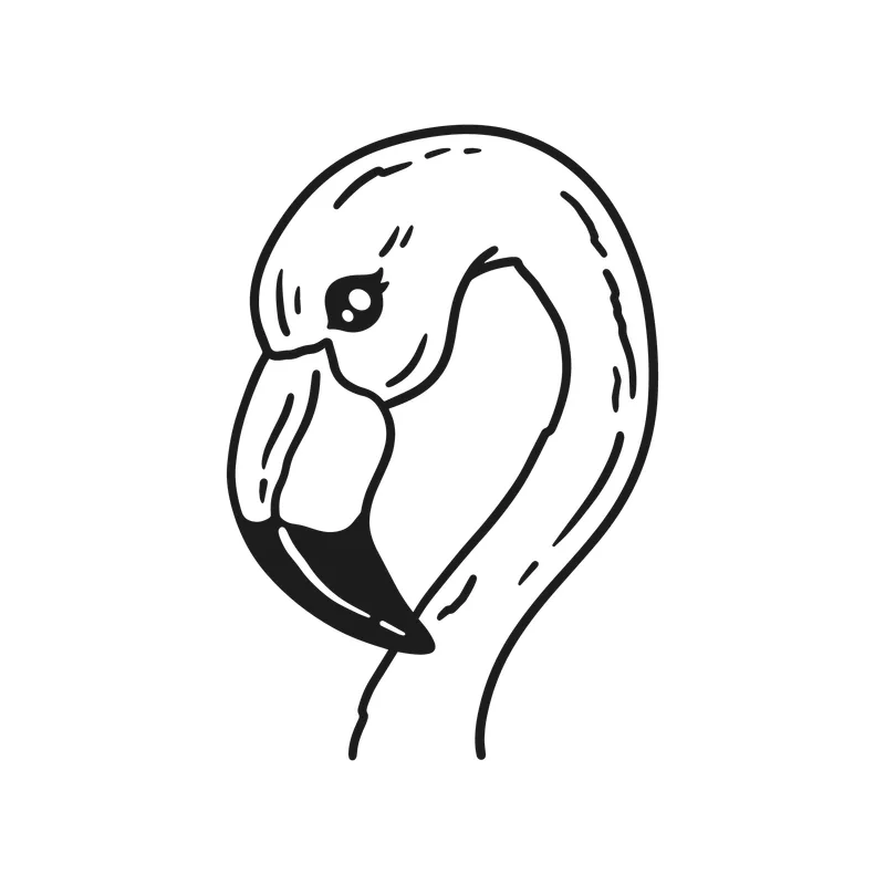 Flamingo Head Line Art