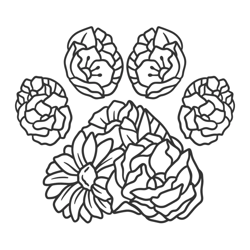 Floral Cat Paw Print