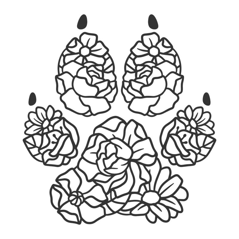 Floral Dog Paw Print