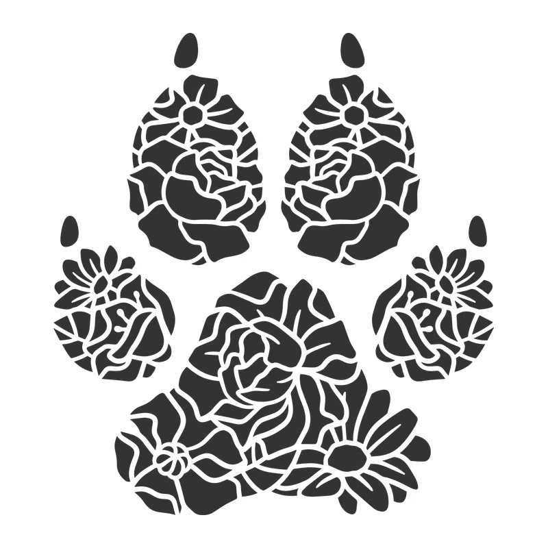 Floral Dog Paw Print