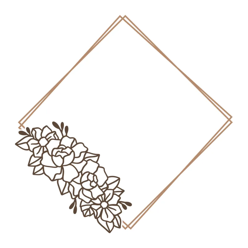 Geometric Floral Diamond Frame