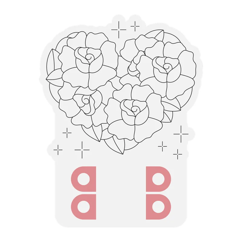 Floral Heart Crayon Holder Coloring Card