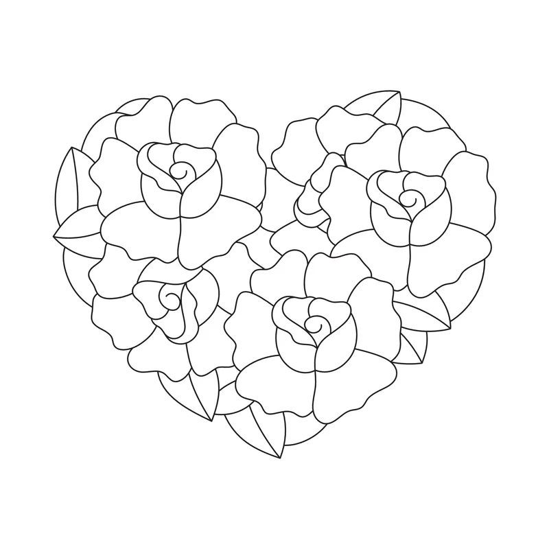 Rose Heart Outline
