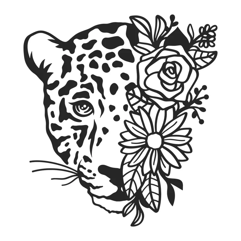 Floral Leopard Face