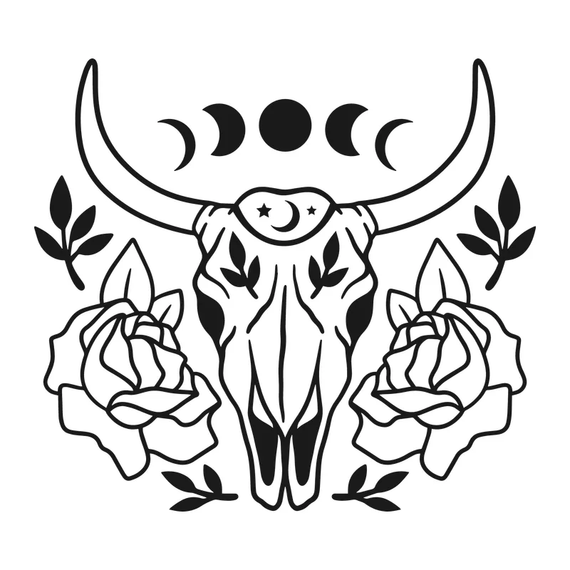 Floral Mystical Bull Skull