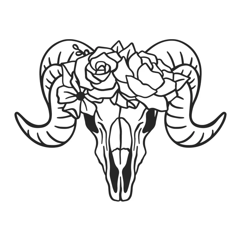 Floral Ram Skull
