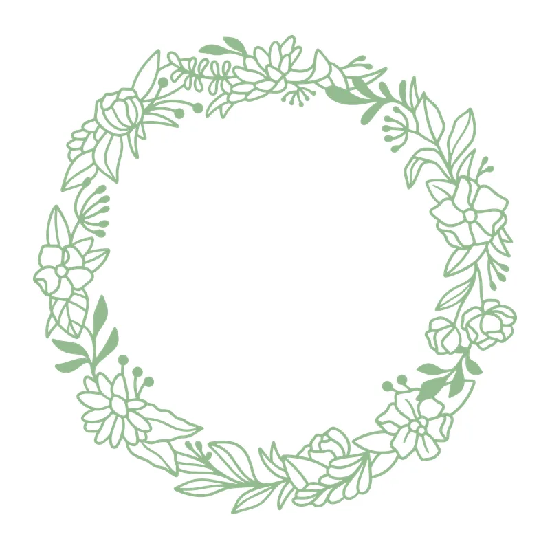 Floral Line Art Wreath