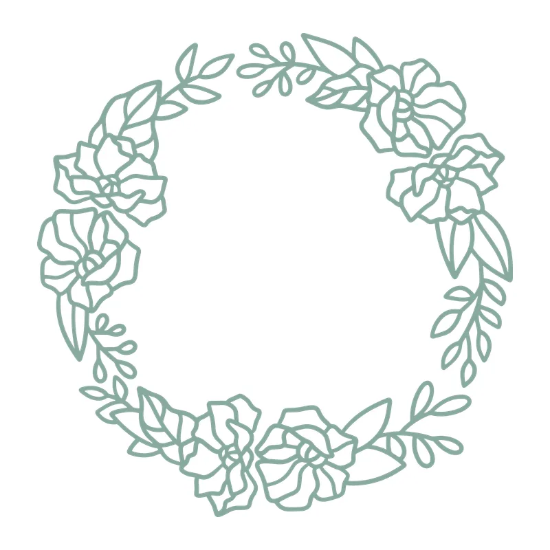 Line Art Floral Wreath