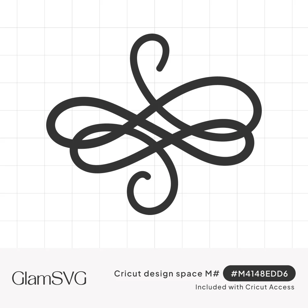 Black decorative scroll flourish with interlocking figure-eight loops and curled tendrils above and below