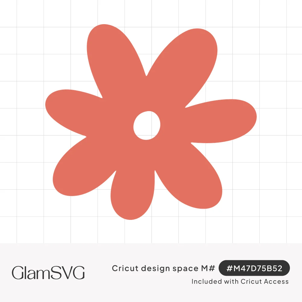 Coral six-petal flower with plump rounded petals and a small round cutout in the center