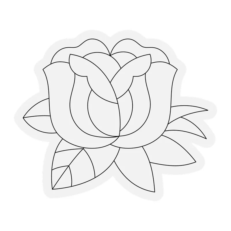 Outlined Rose Line Art