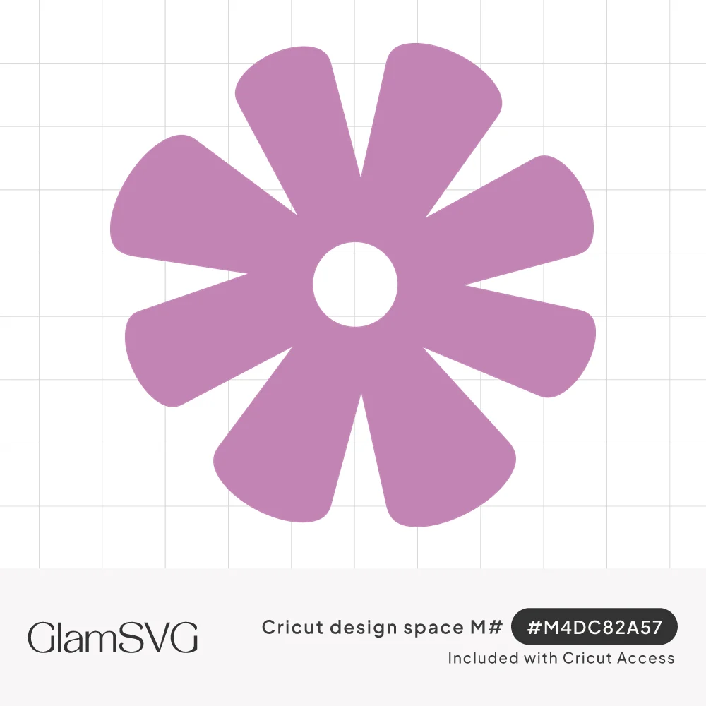 Solid orchid purple flower with eight rounded petals around a circular cutout center