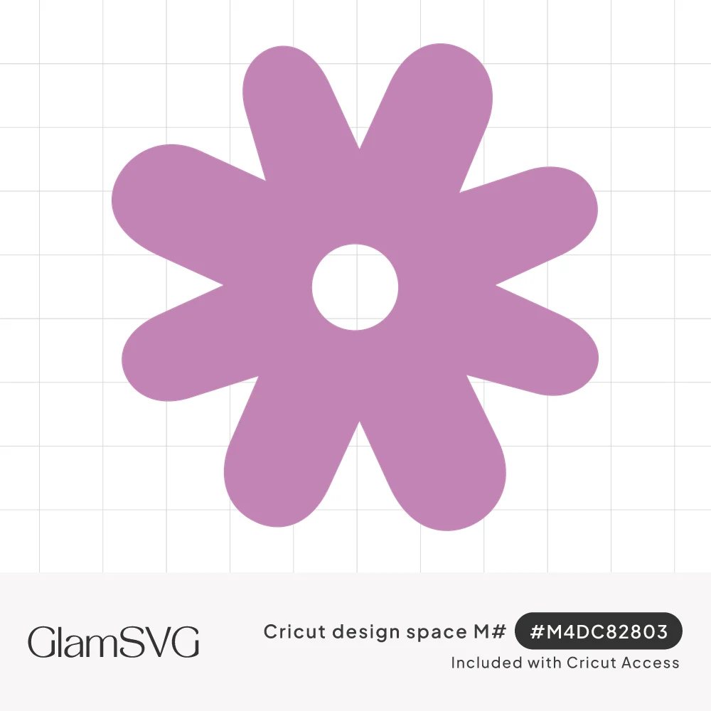 Mauve eight-petal flower with rounded petals and a round open hole in the center