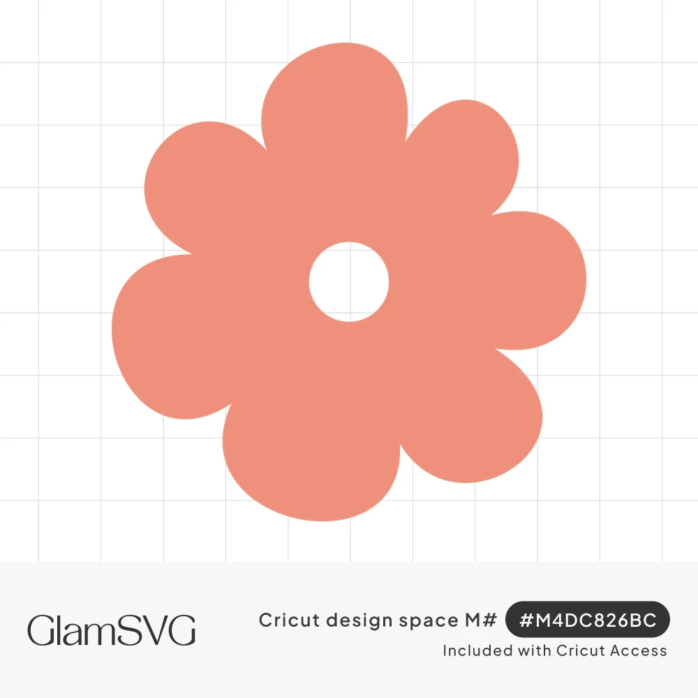 Coral six-petal flower silhouette with rounded wavy petals and a small circular cutout in the center