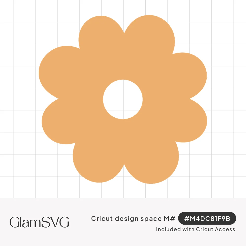 Peach eight-petal flower with rounded scalloped petals and a hollow circular center