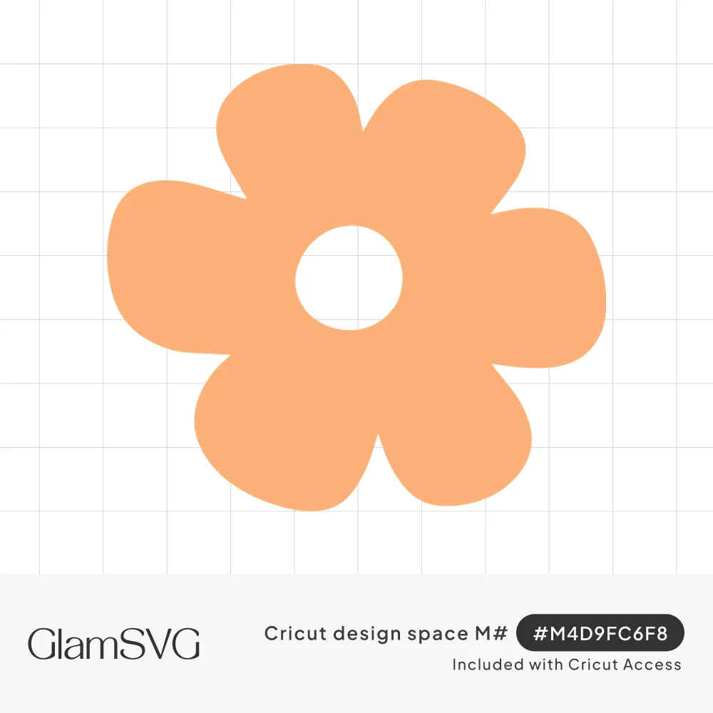 Simple peach flower with five rounded petals and a round open center on a white background