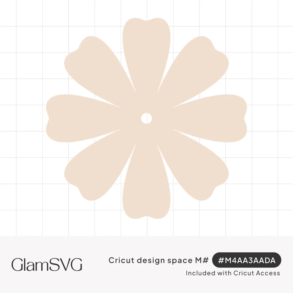 Solid cream eight-petal flower silhouette with heart-shaped notched petal tips and a small round hole in the center