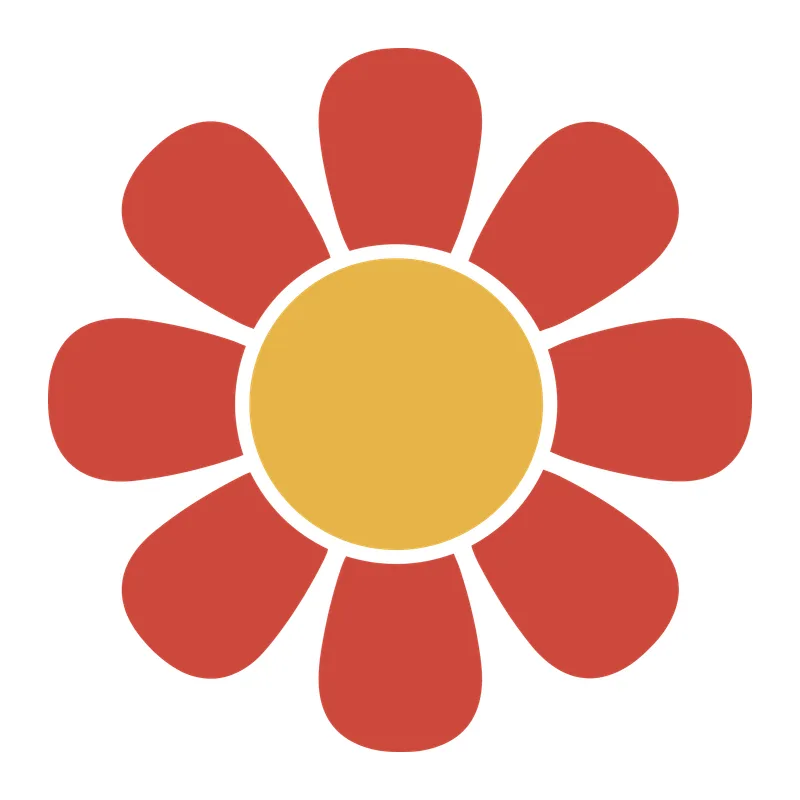 Retro Red Daisy Flower