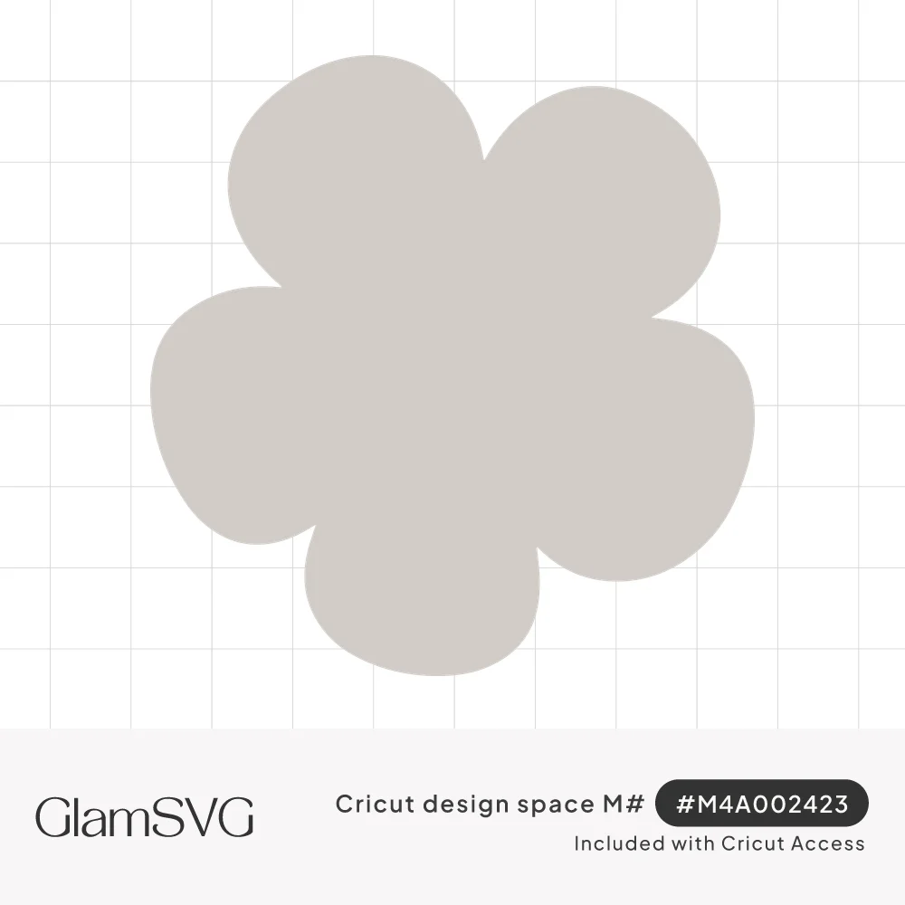 Solid light gray five-petal flower silhouette with rounded, slightly uneven petals on a white background